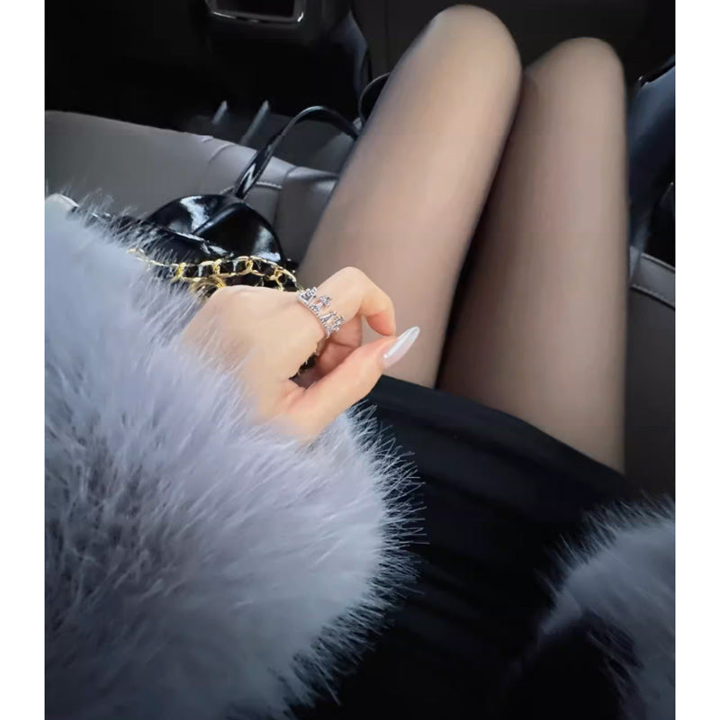 ショート丈ツートンファーコート