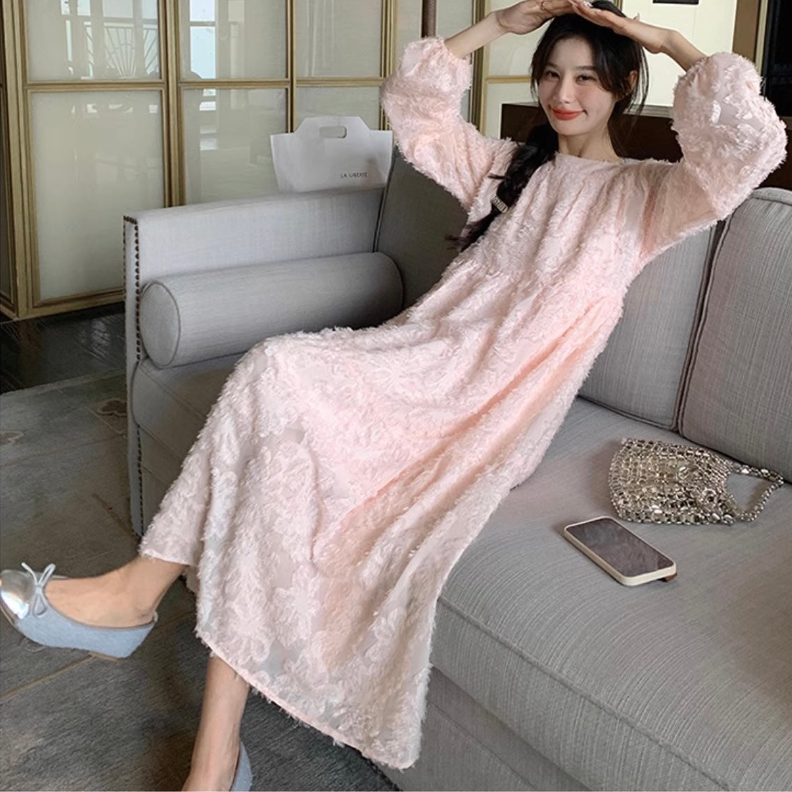 フラワージャガードワンピース(2colors)