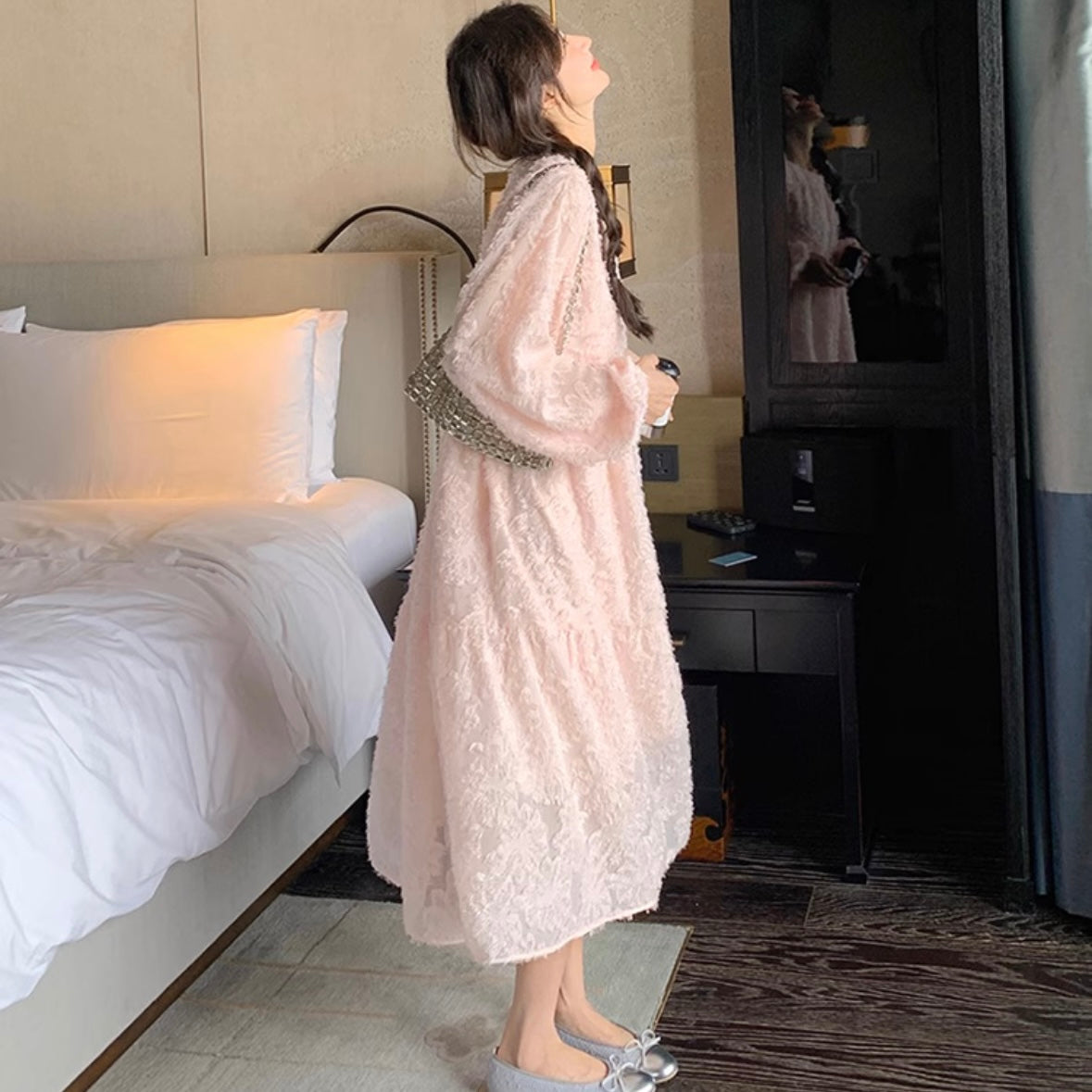 フラワージャガードワンピース(2colors)