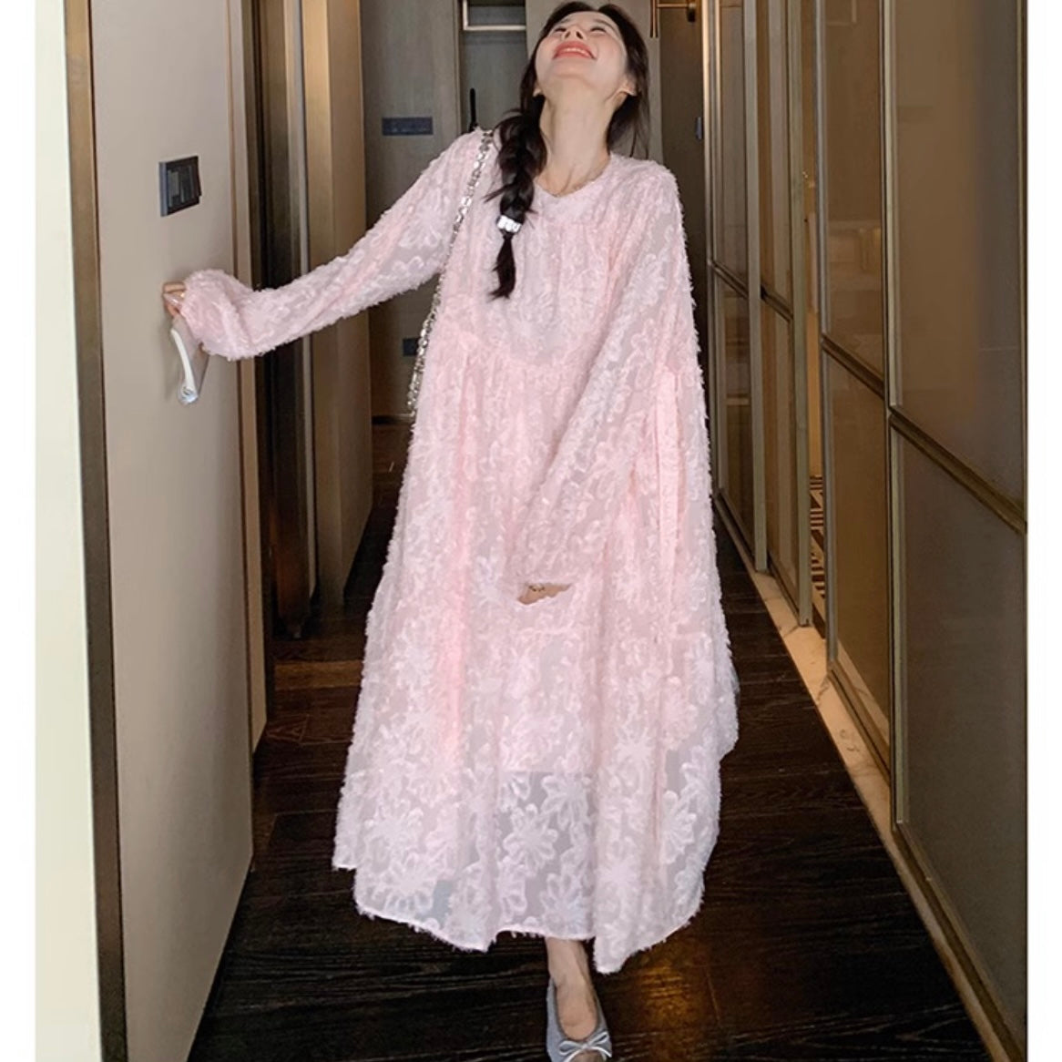 フラワージャガードワンピース(2colors)