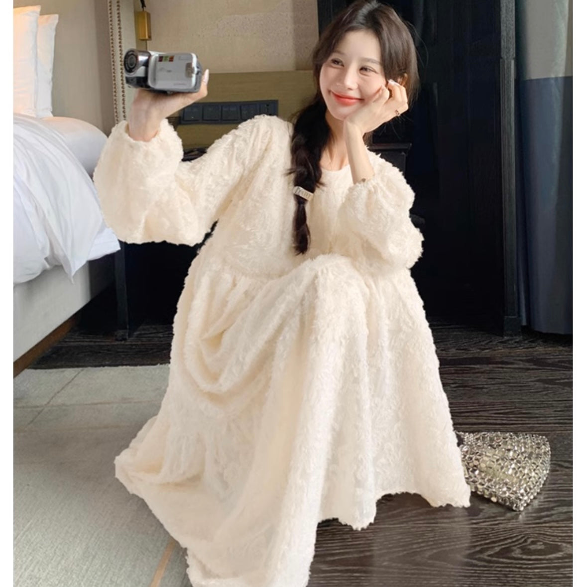 フラワージャガードワンピース(2colors)