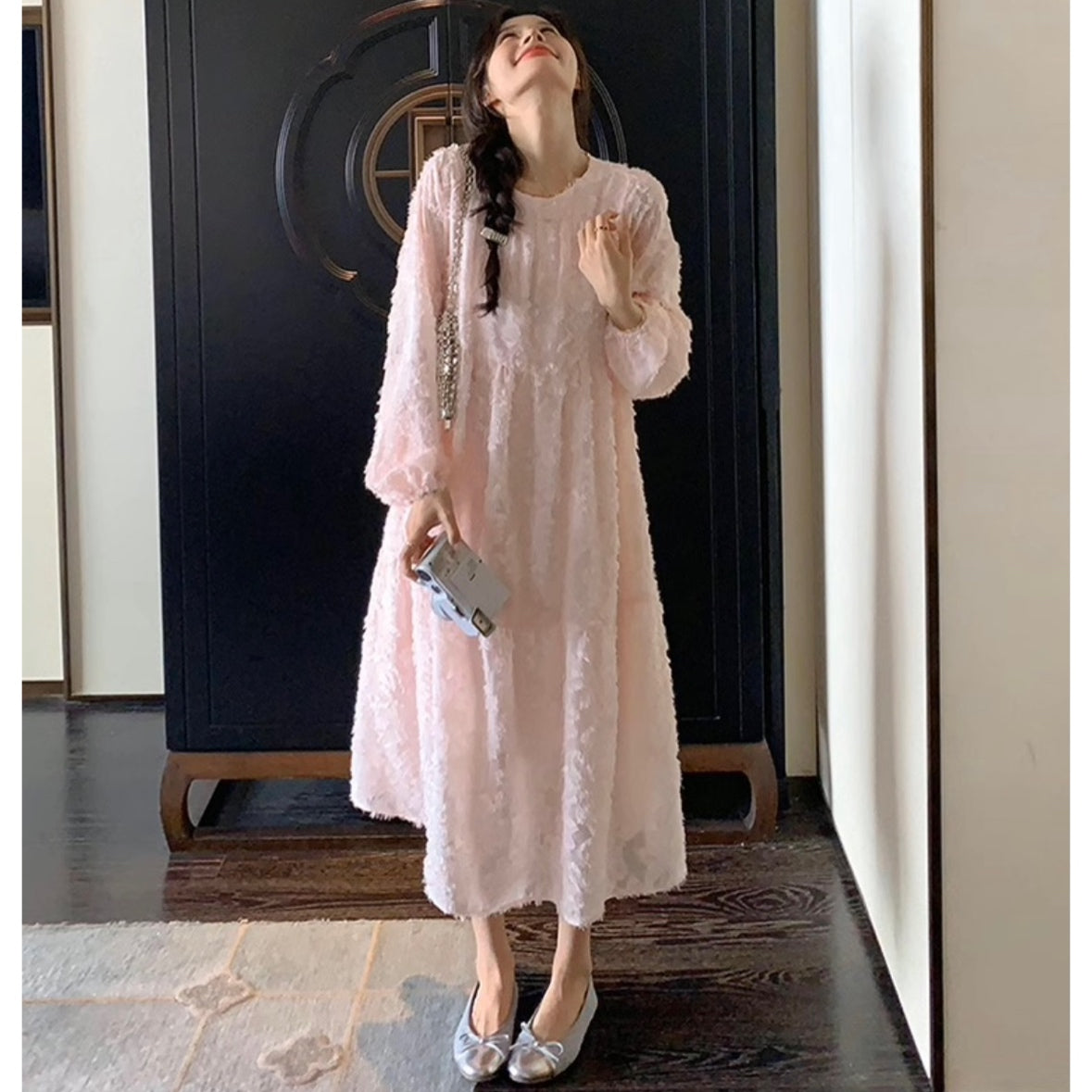 フラワージャガードワンピース(2colors)