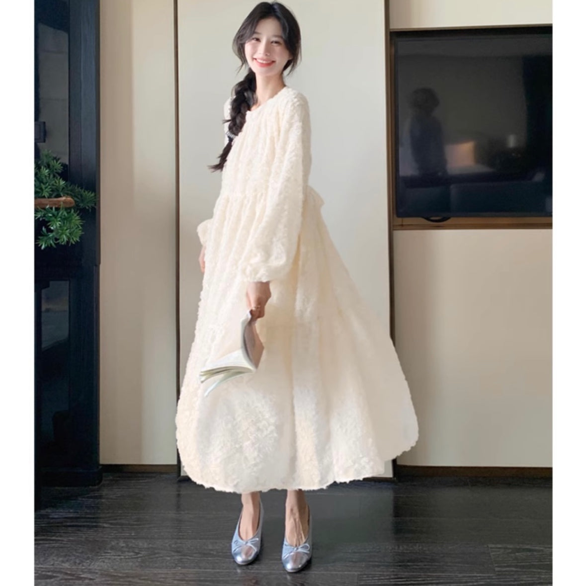 フラワージャガードワンピース(2colors)