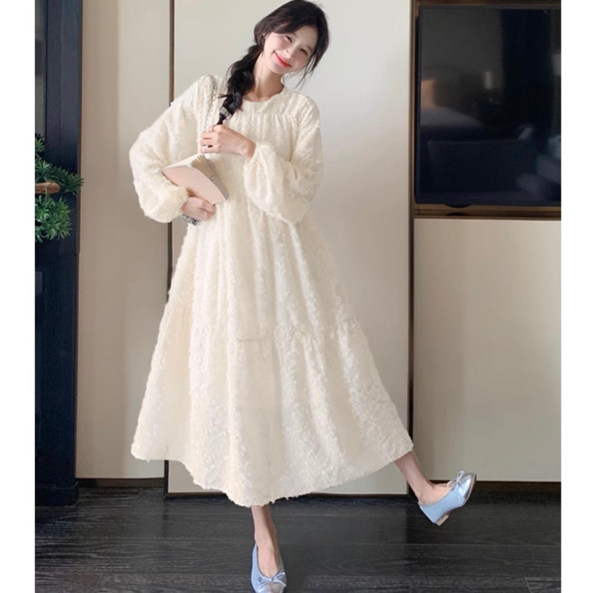 フラワージャガードワンピース(2colors)