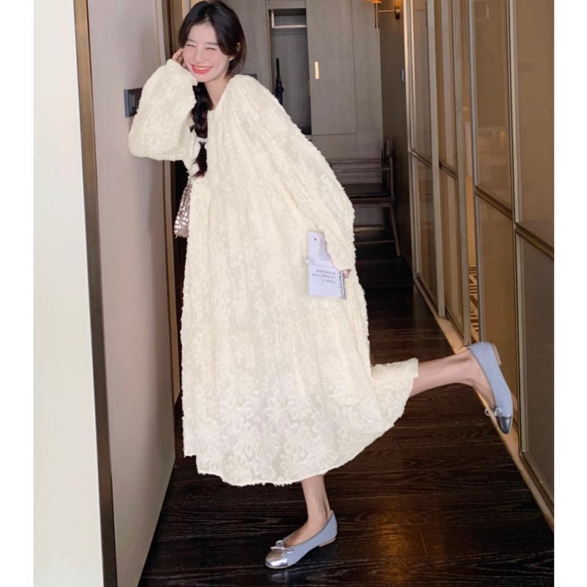 フラワージャガードワンピース(2colors)