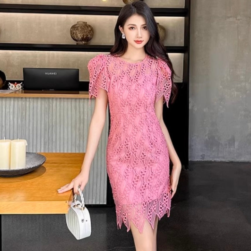 レース刺繍ミニワンピース