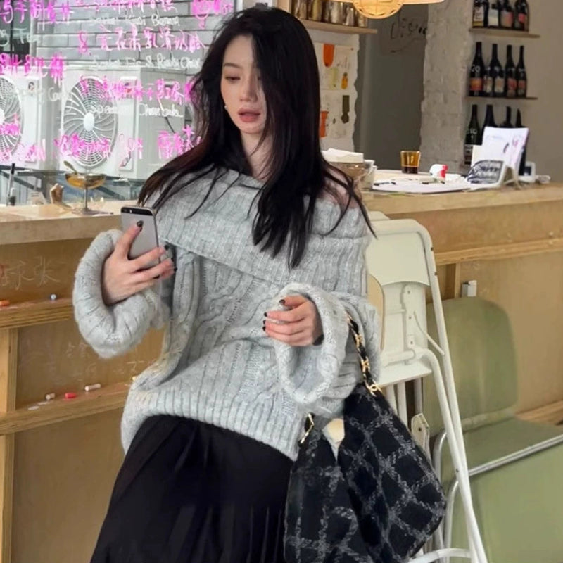 オフショルダーオーバーサイズニット