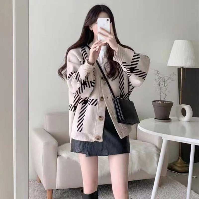 ラインVネックルーズカーディガン(2colors)