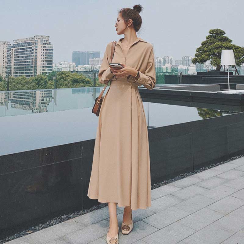 ウエストシェイプフレアワンピース(2colors)