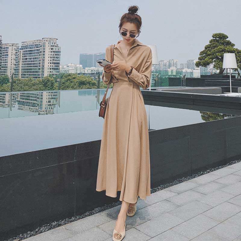 ウエストシェイプフレアワンピース(2colors)