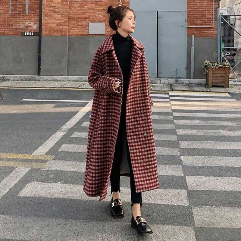 レッドチェックチェスターコート