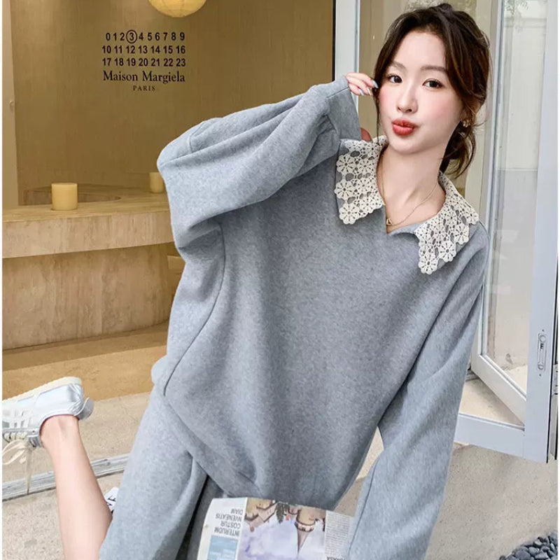 レースカラートレーナー×ミニスカートセット