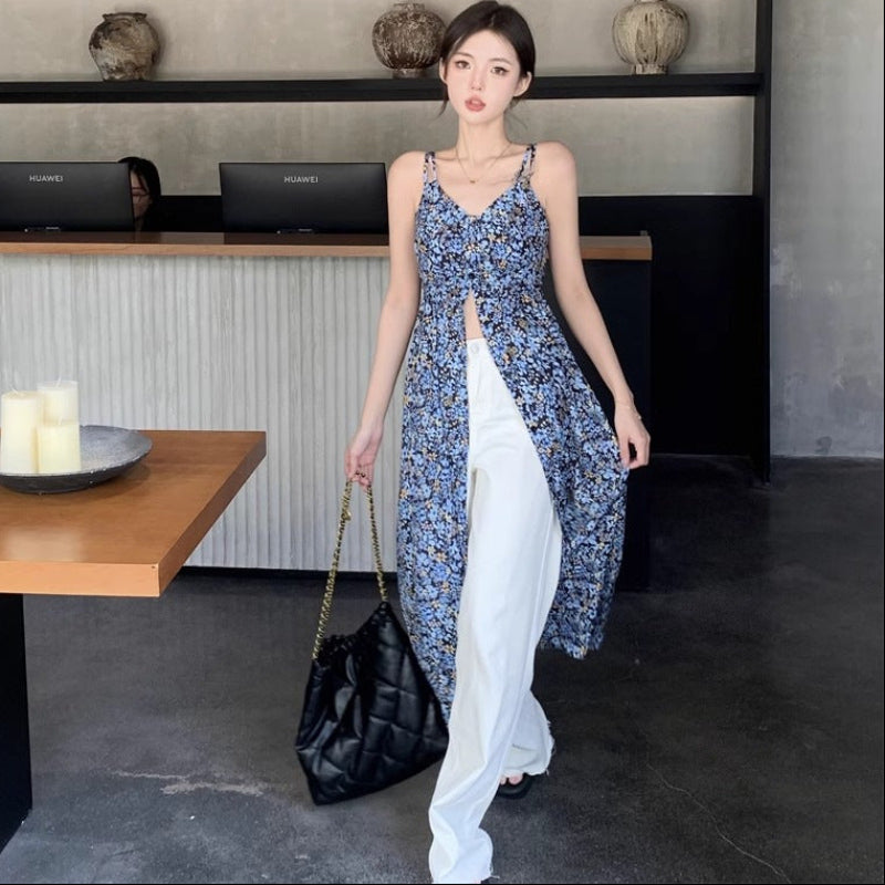 フロントスリットキャミソールワンピース