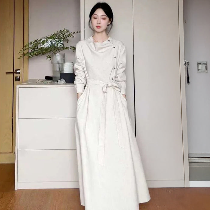 サイドボタンラップワンピース