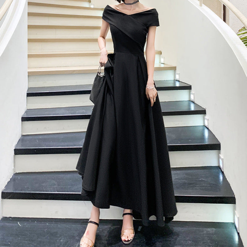 オフショルダーエレガントロングドレス(3colors)