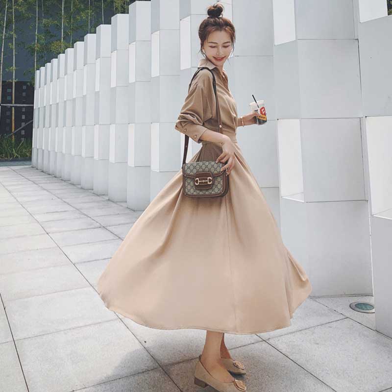 ウエストシェイプフレアワンピース(2colors)