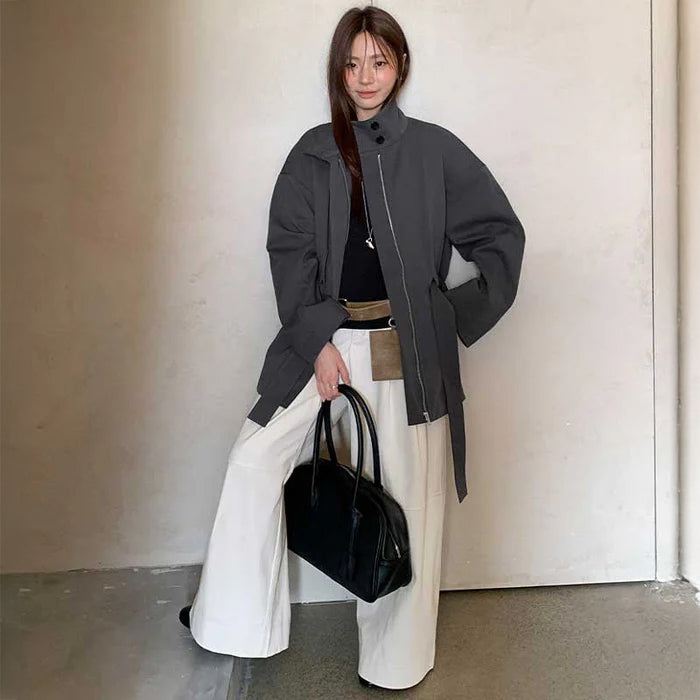 スタンドネックワイドスリーブコート(2colors)