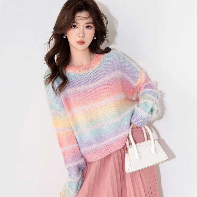 グラデーションボーダーシャギーニット(4colors)