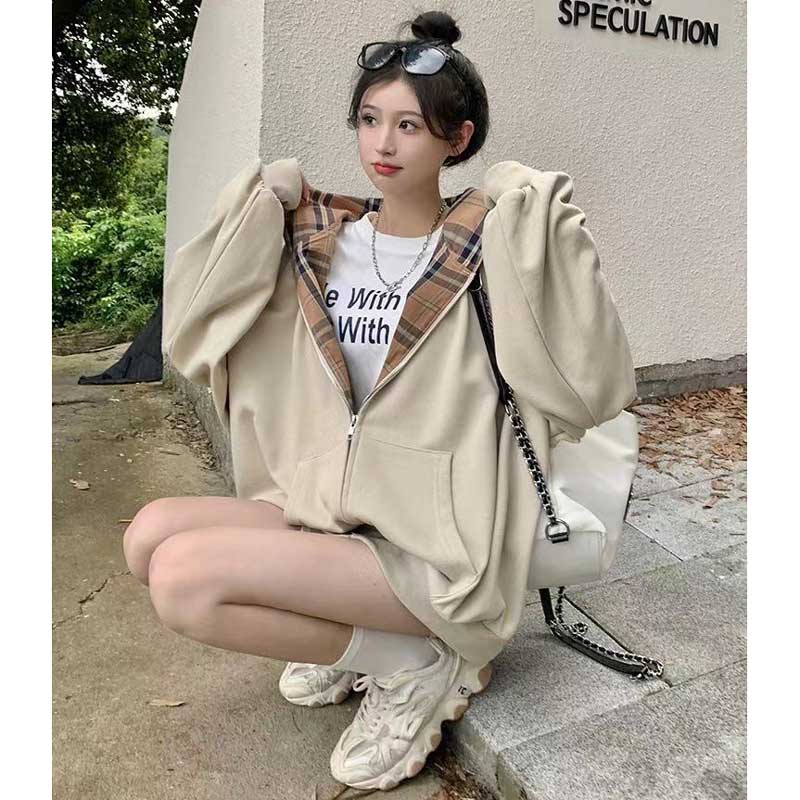 フード裏チェックパーカー(2colors)