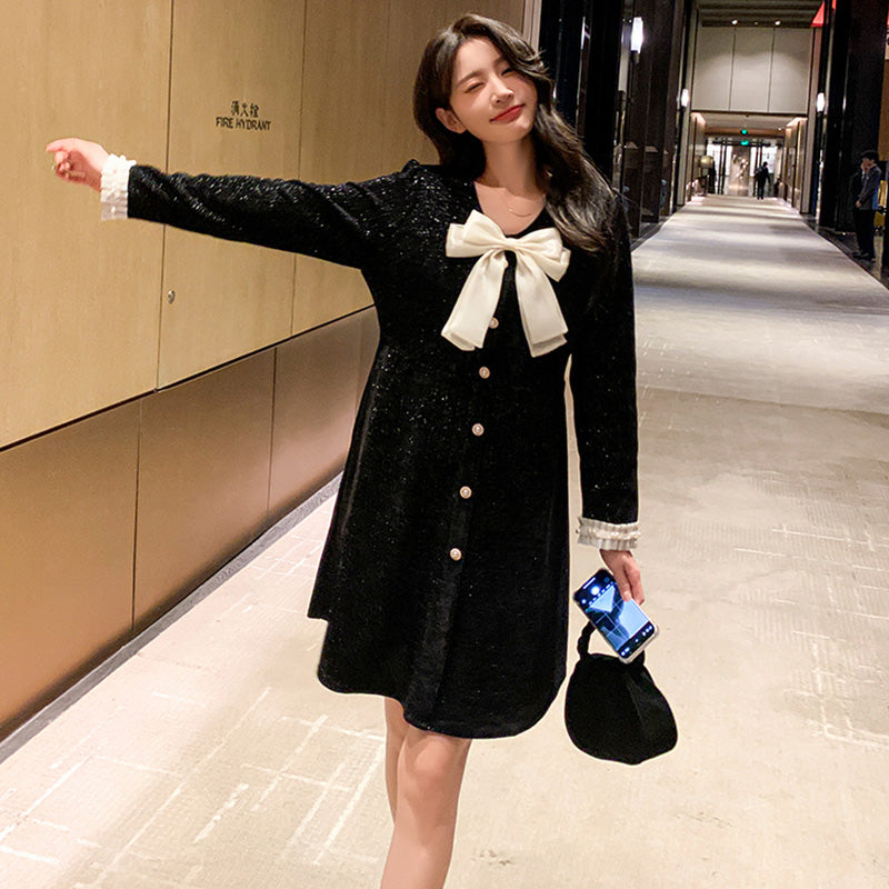 リボン付きオケージョンミニワンピース