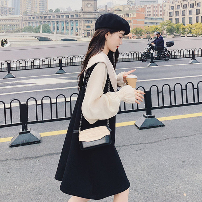 リボンディテールシアーパフスリーブワンピ