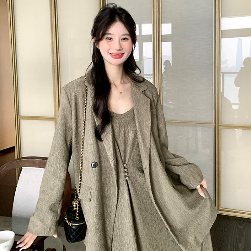 オーバーサイズジャケット×キャミワンピースセット