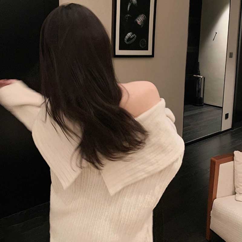 オフショルダーリラックスニットワンピース(2colors)