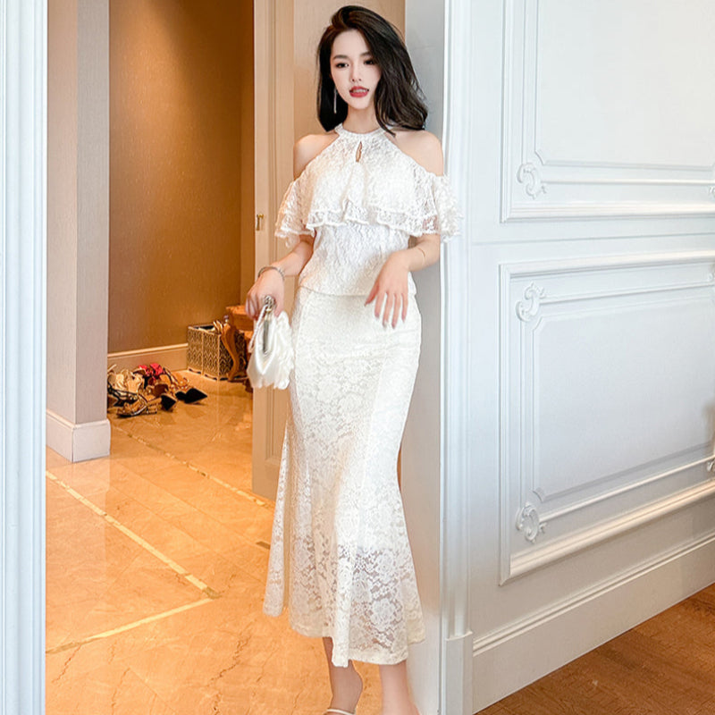 ホワイトレースマーメイドスカート