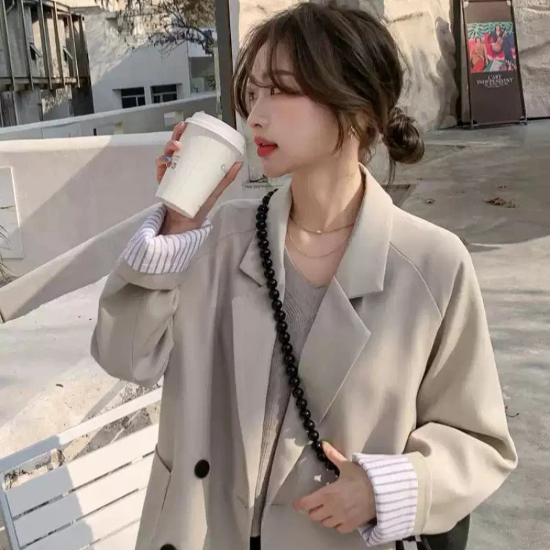 ドロップショルダーダブルジャケット(2colors)