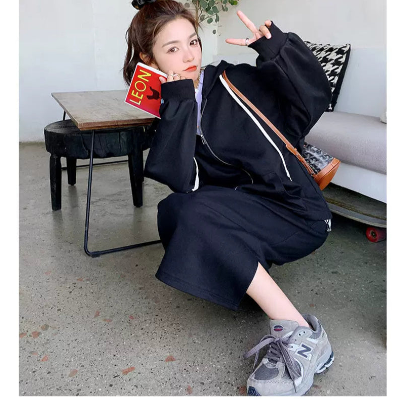 オーバーサイズパーカー×スリットスカートセット