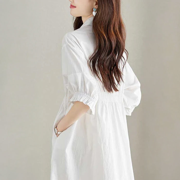 ギャザースリーブシャツワンピース(4colors)