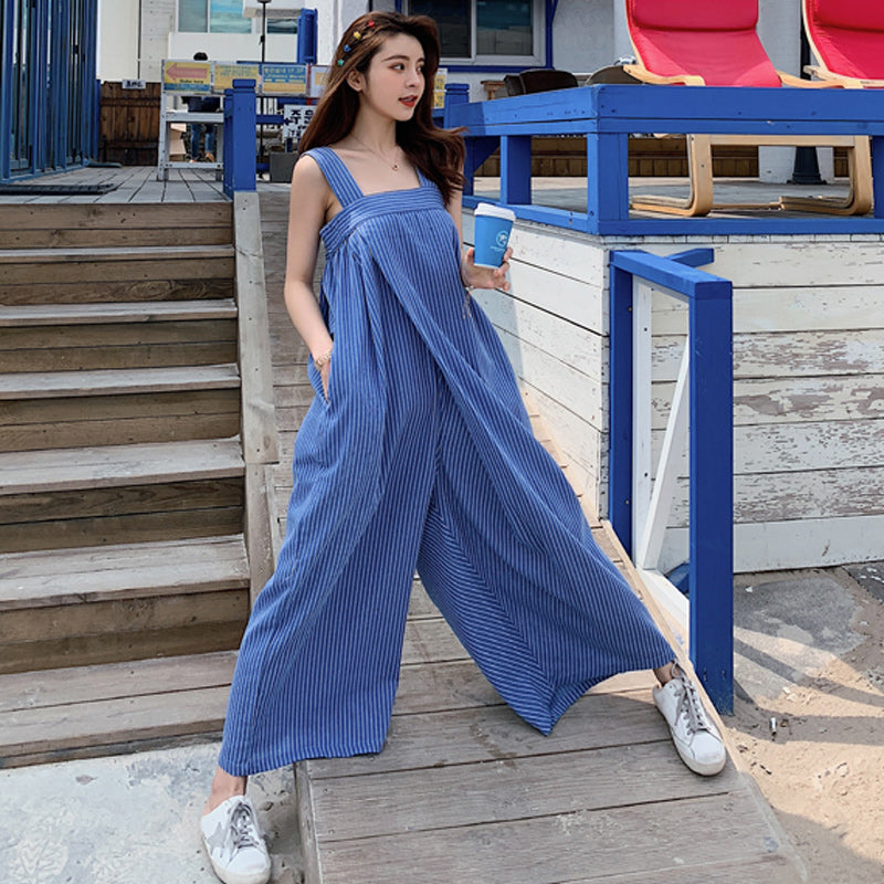 バックリボンストライプロンパース