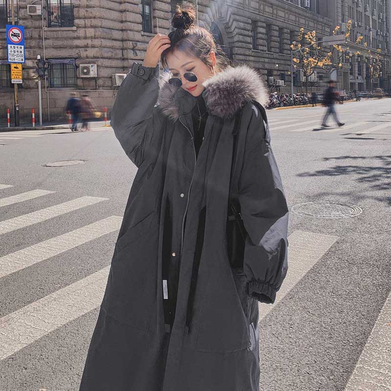 ファーフーデッドロングコート(3colors)