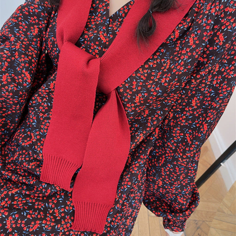 ショール付きスモールフラワーワンピース