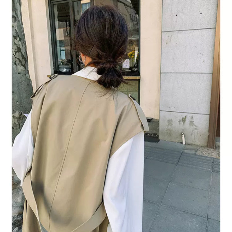 ノースリーブトレンチロングジャケット