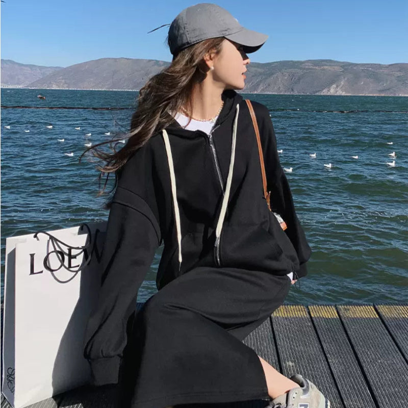 オーバーサイズパーカー×スリットスカートセット