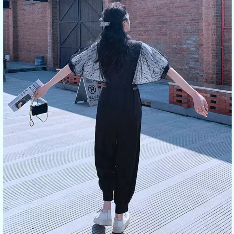 レーズスリーブデザインジャンプスーツ