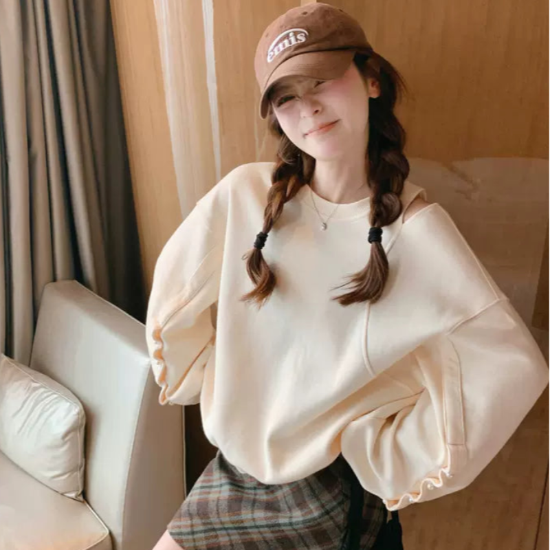 ショルダーカットパールスリーブスウェット