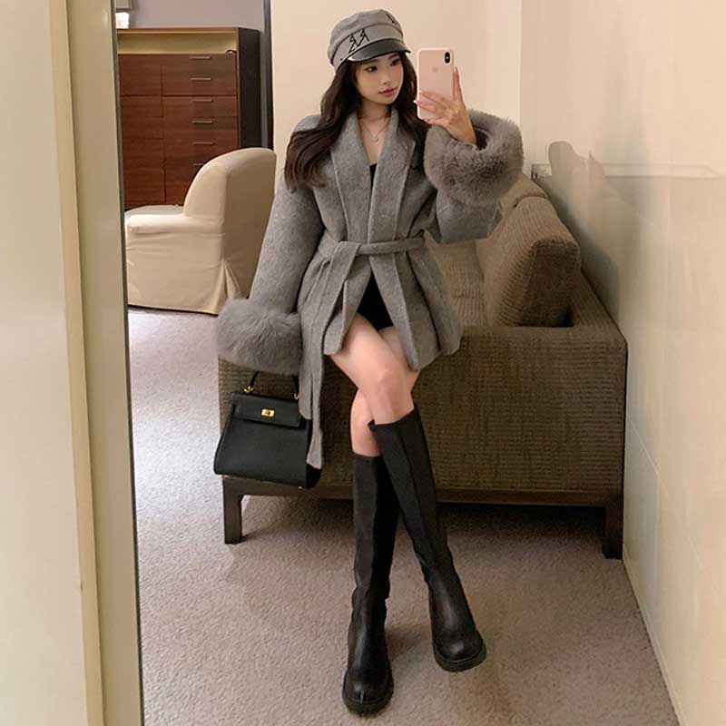 ファーカフスローブコート(2colors)