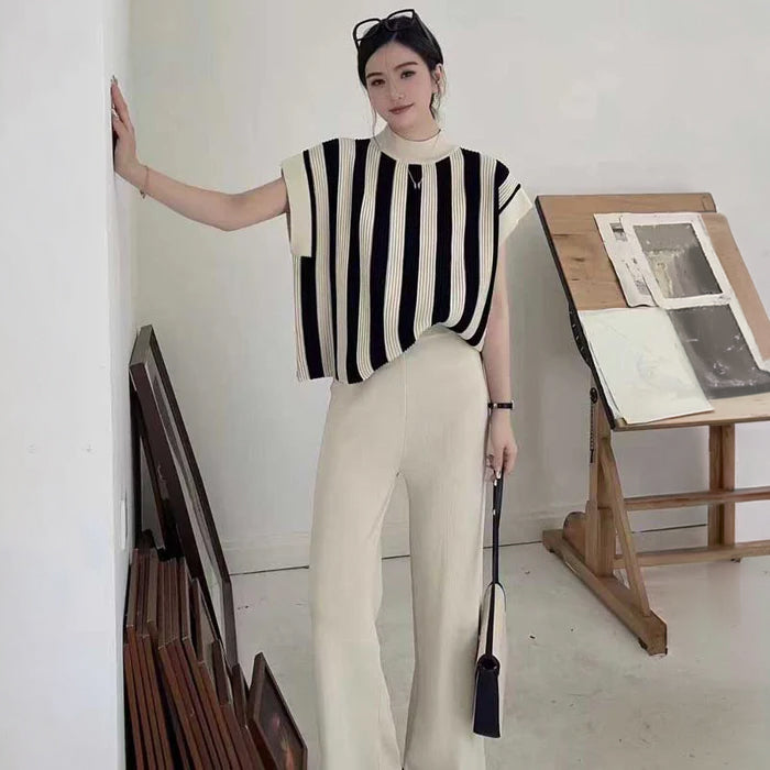 ストライプニット×リラックスパンツ(6colors)