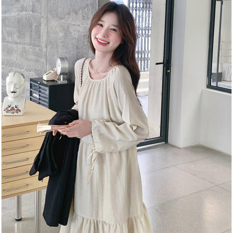 ロングベスト×ワンピースレイヤードセット