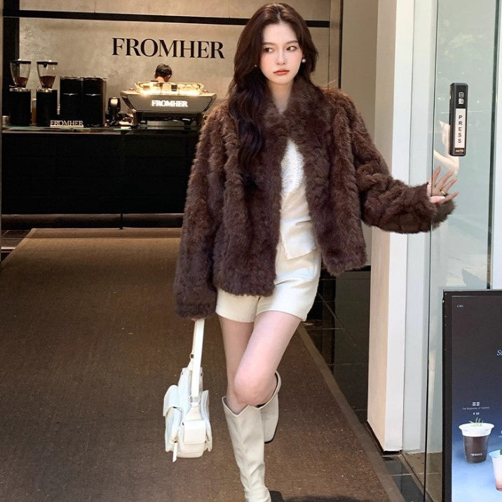 フェイクミンクスタンドカラージャケット(3colors)