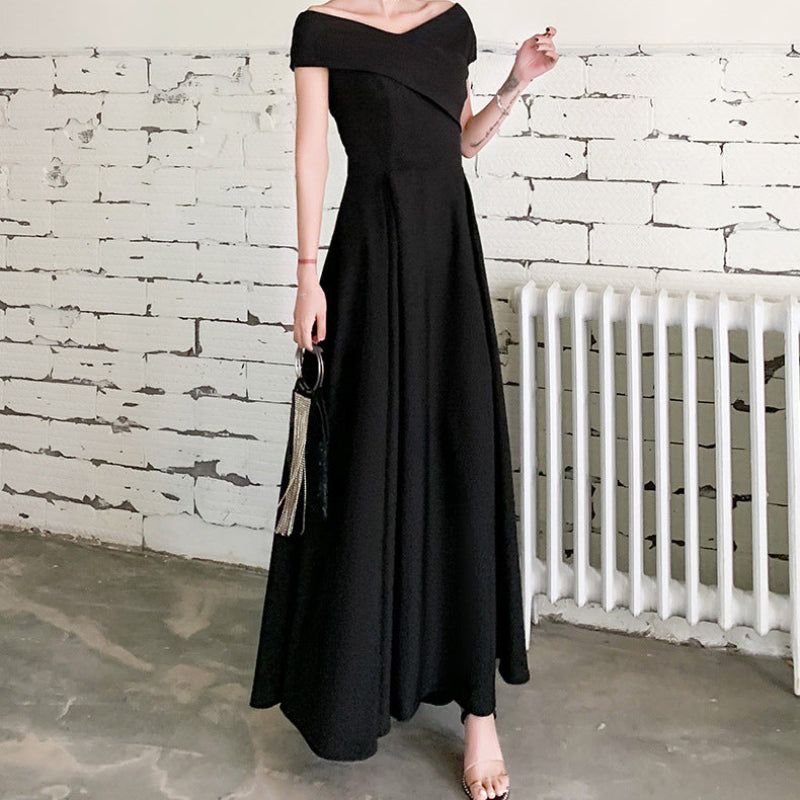 オフショルダーエレガントロングドレス(3colors)