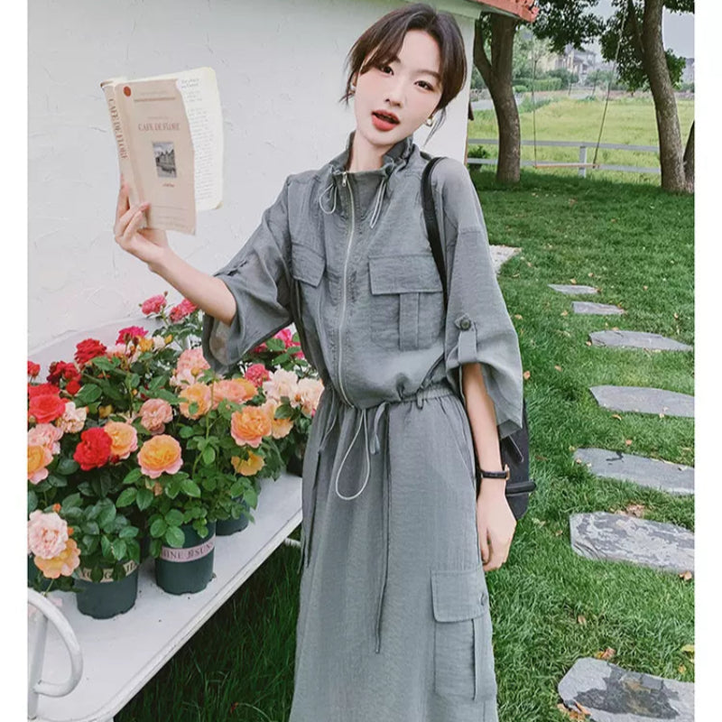 ワークスタイルトップス×スカートセット