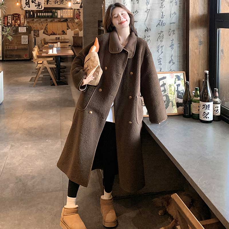 ブラウンロングボアコート