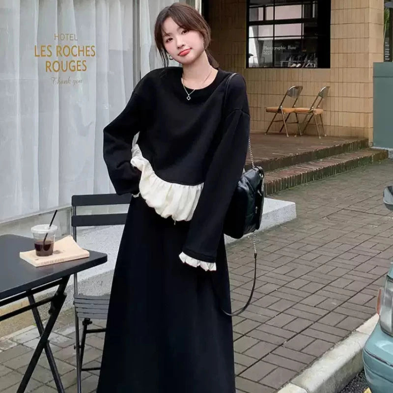 スウェットバルーントップス×スカートセット