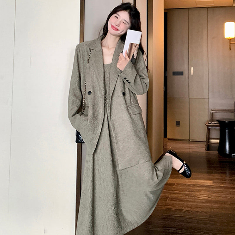 オーバーサイズジャケット×キャミワンピースセット