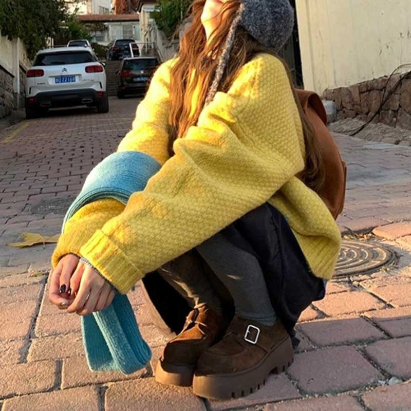 ワッフルルーズニット(2colors)