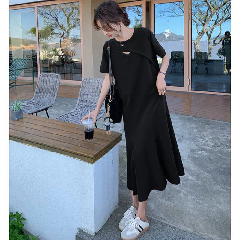 アシンメトリーTシャツワンピース(2colors)