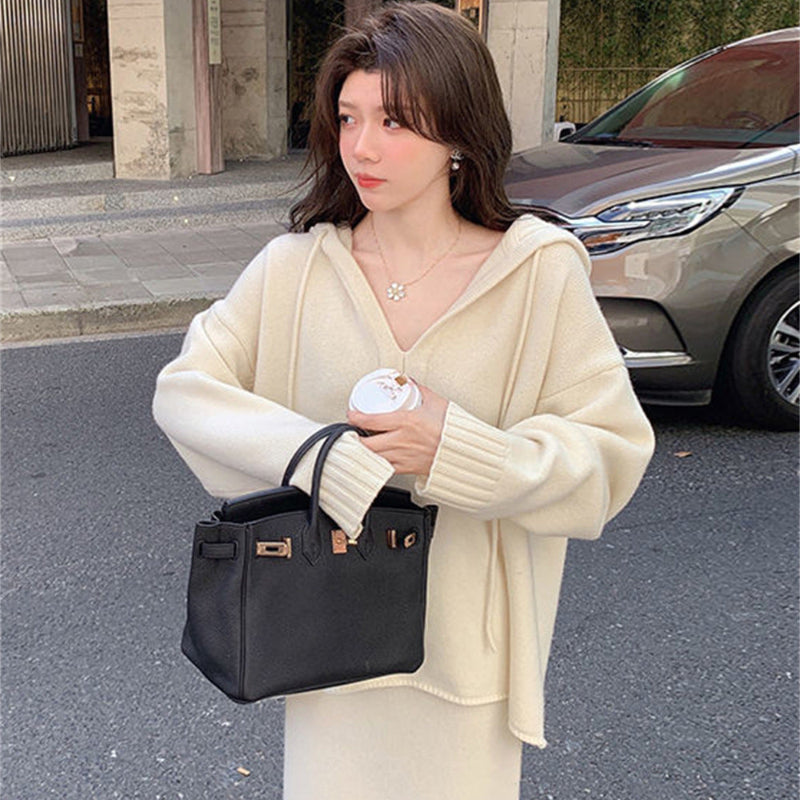 ニットパーカー×スカート(3colors)